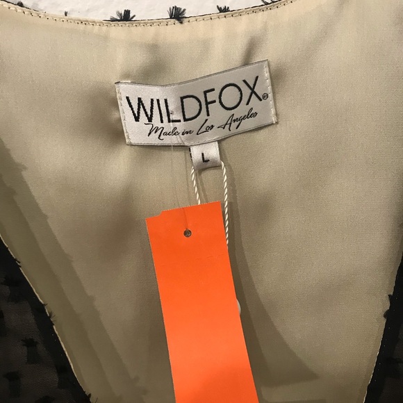 NWT WILDFOX black polka dot sheer tie blouse Lg L - Picture 3 of 7